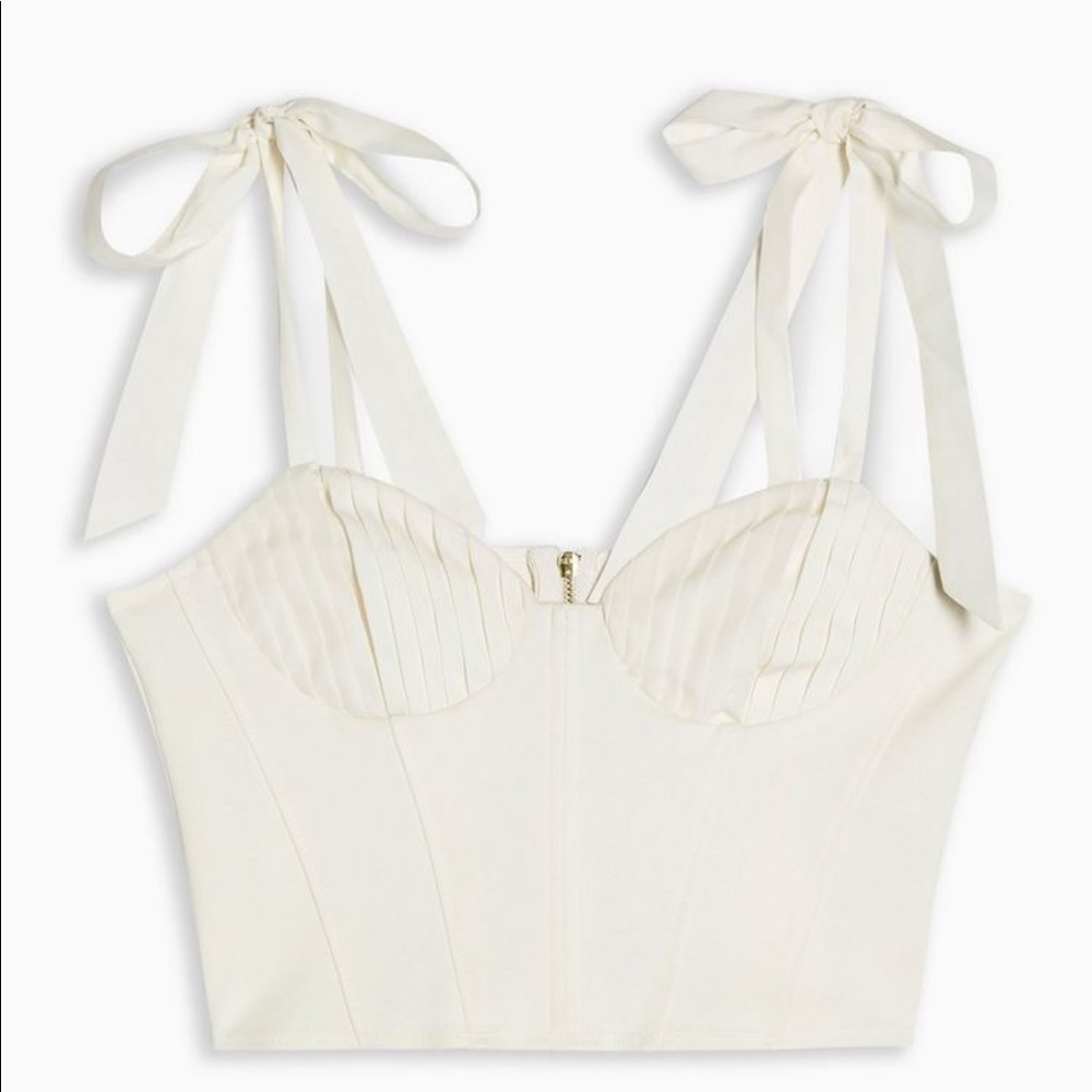 Topshop sz 4 cream tie shoulder crop tip